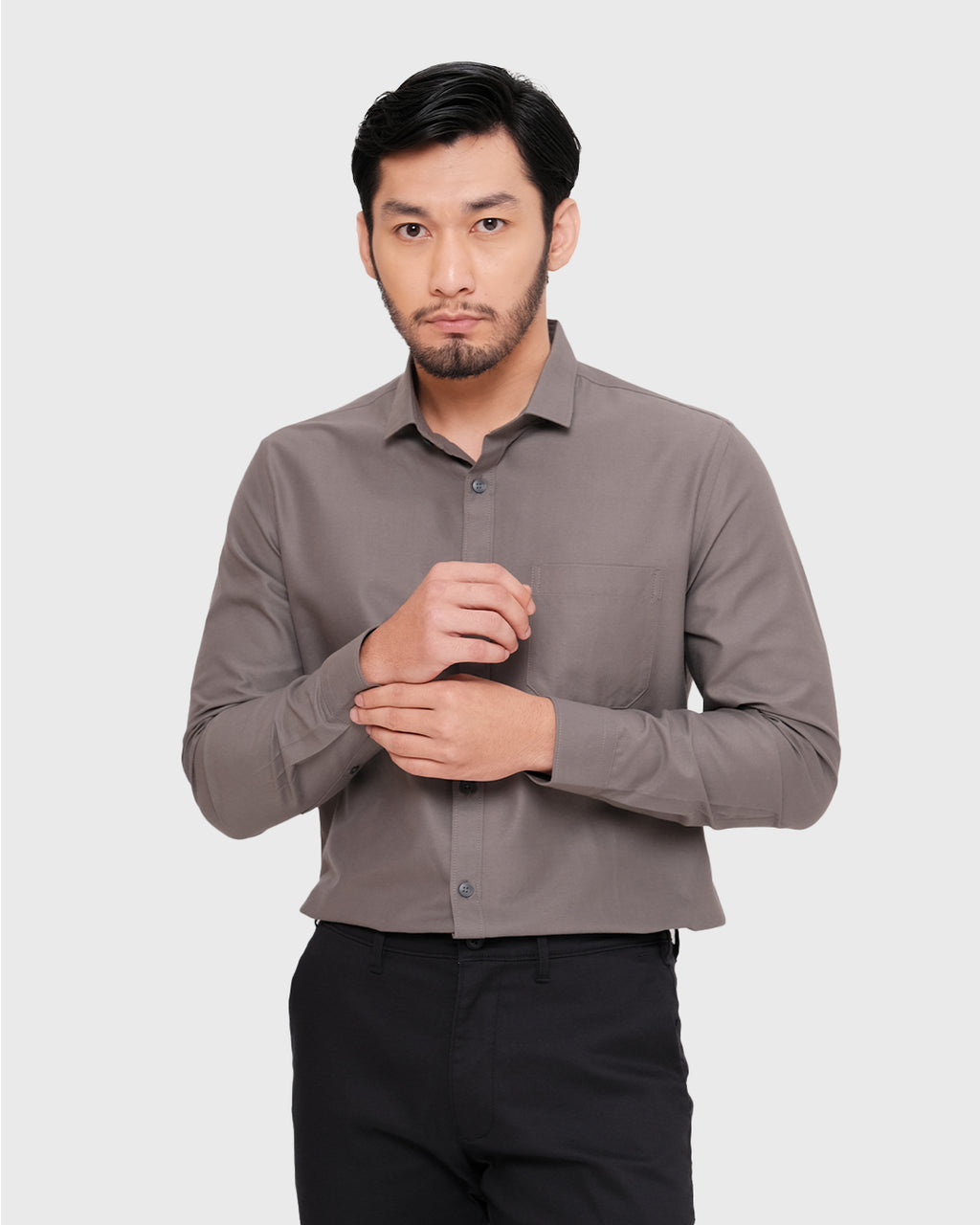 MOC Kemeja Lengan Panjang Pria STYX - GREY