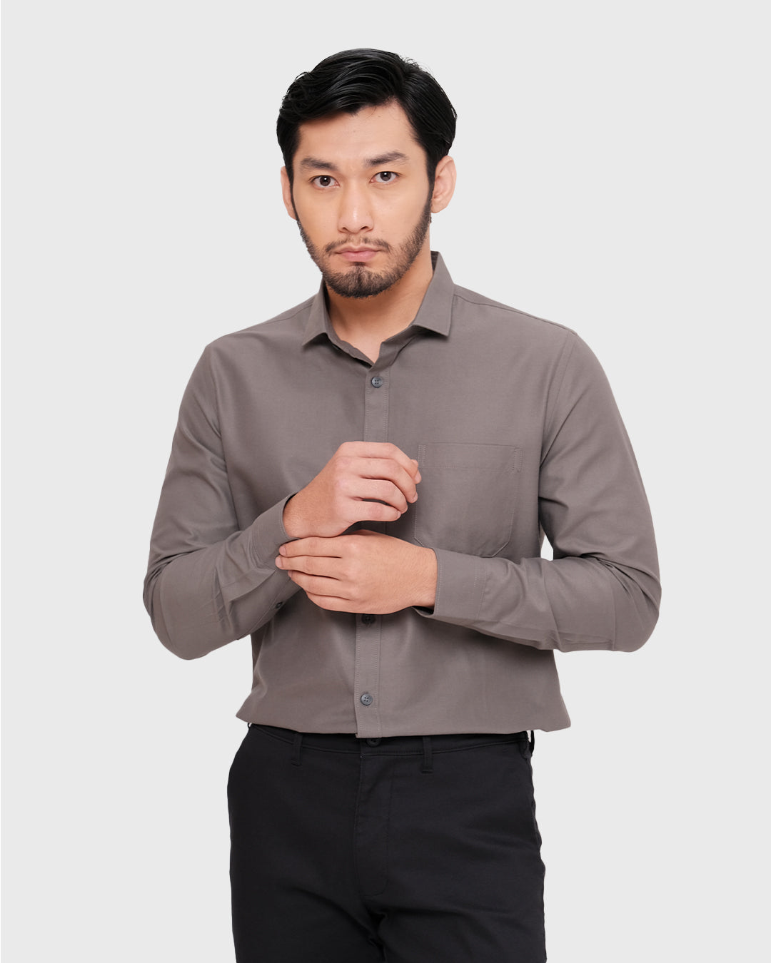 MOC Kemeja Lengan Panjang Pria STYX - GREY