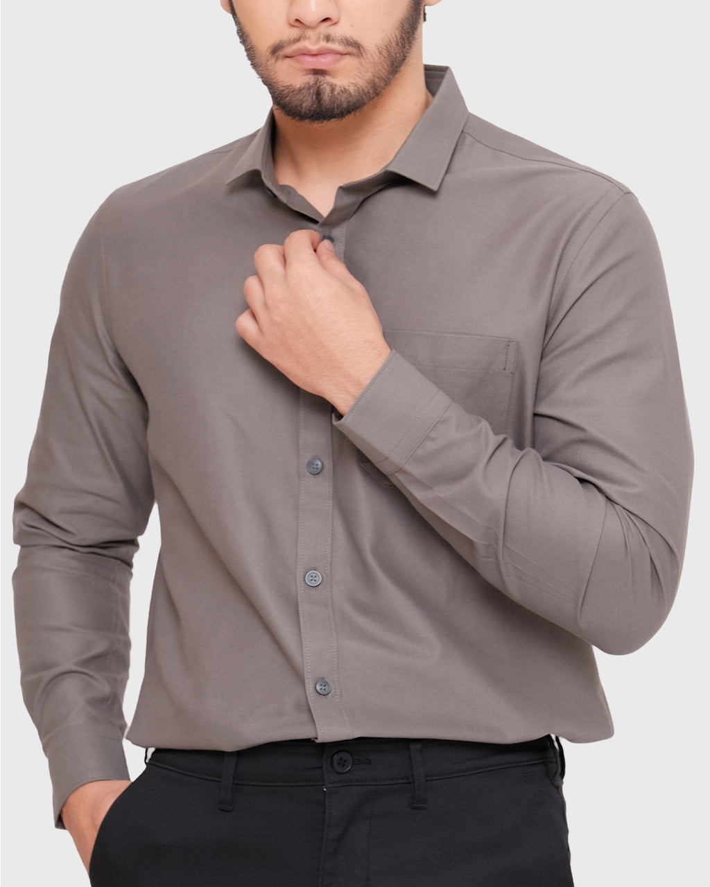 MOC Kemeja Lengan Panjang Pria STYX - GREY