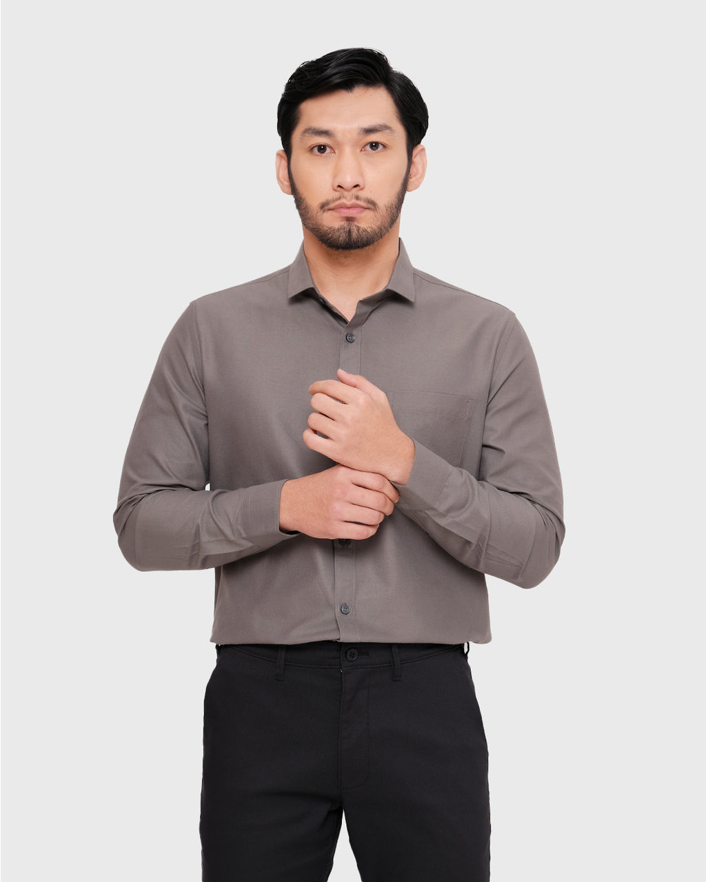 MOC Kemeja Lengan Panjang Pria STYX - GREY