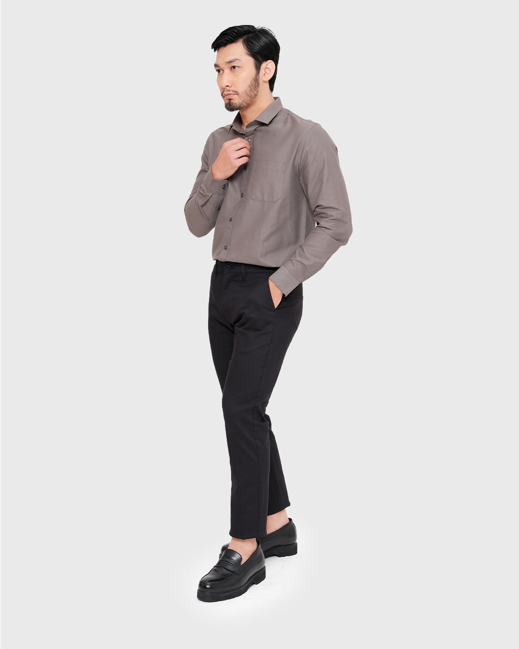 MOC Kemeja Lengan Panjang Pria STYX - GREY