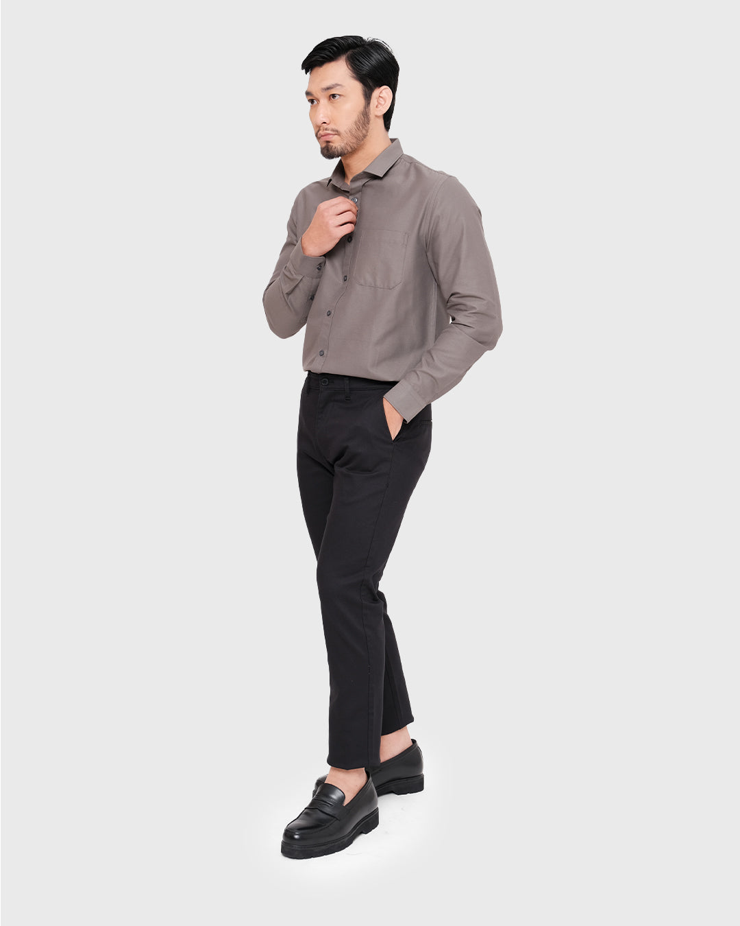 MOC Kemeja Lengan Panjang Pria STYX - GREY