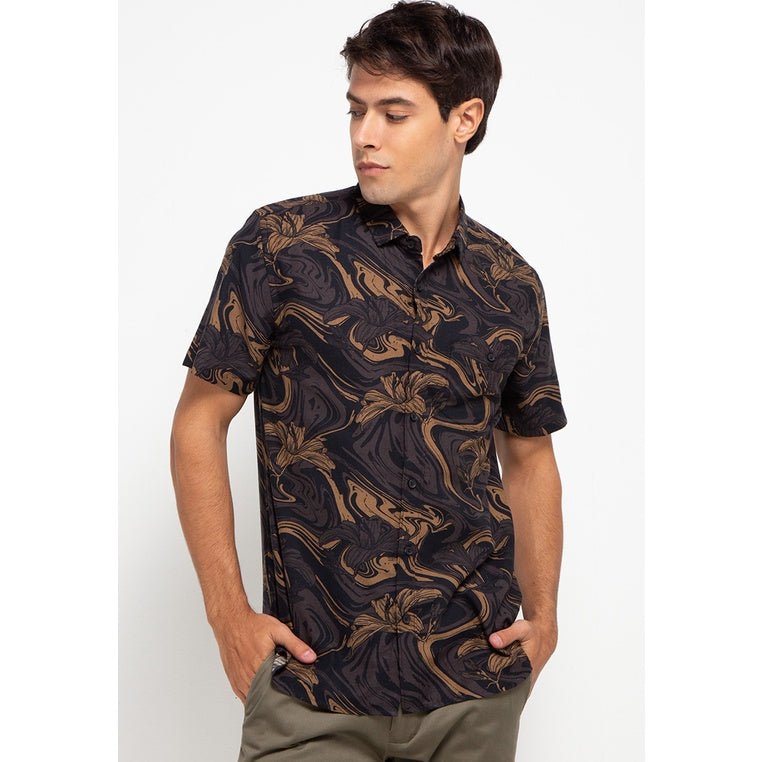 Men's Top By MOC Kemeja Pria Printing Pendek Slim Fit Enero Best Seller