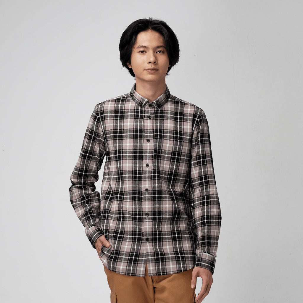 Men's Top By MOC Kemeja Pria Flannel Panjang Modern Fit Iowa Best Seller