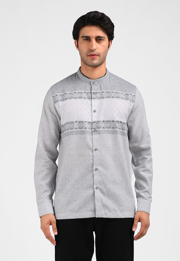 MOC Kemeja Koko Lengan Panjang Pria KOVARRO-GREY