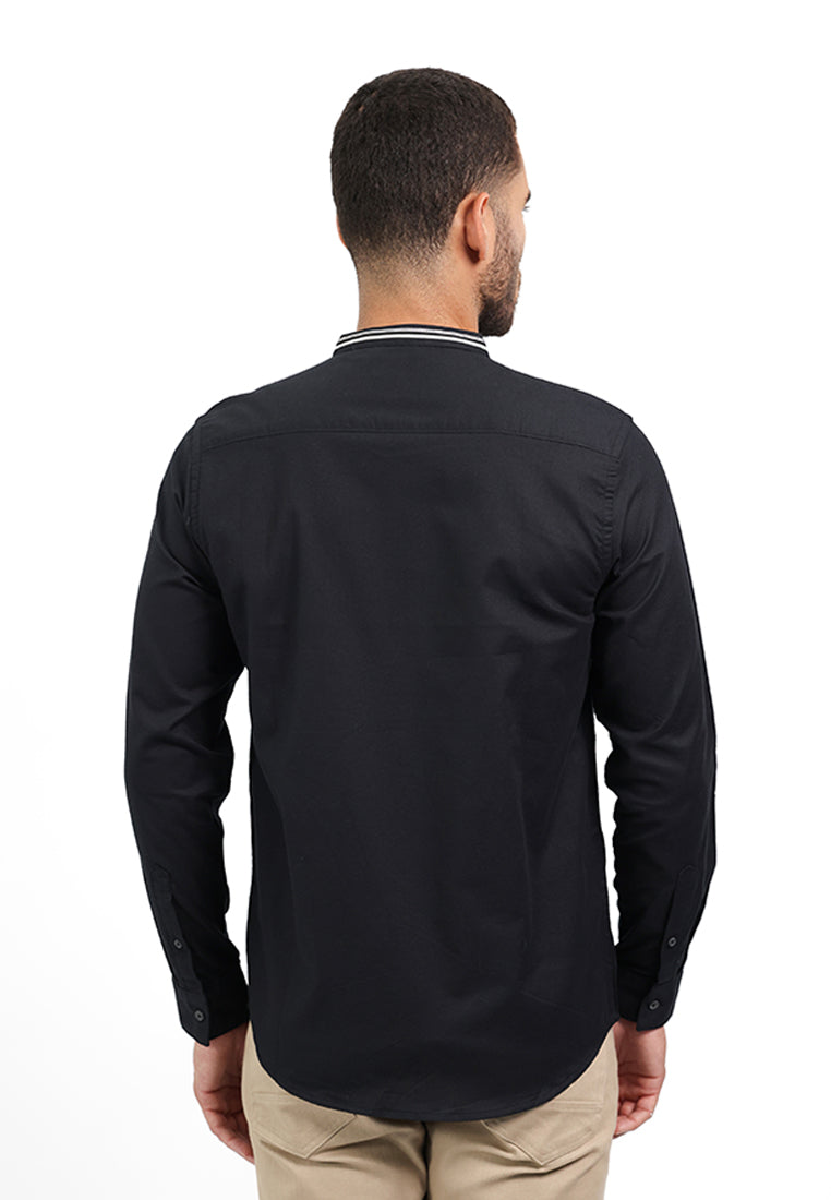 MOC Kemeja Koko Lengan Panjang Pria ANFA - BLACK