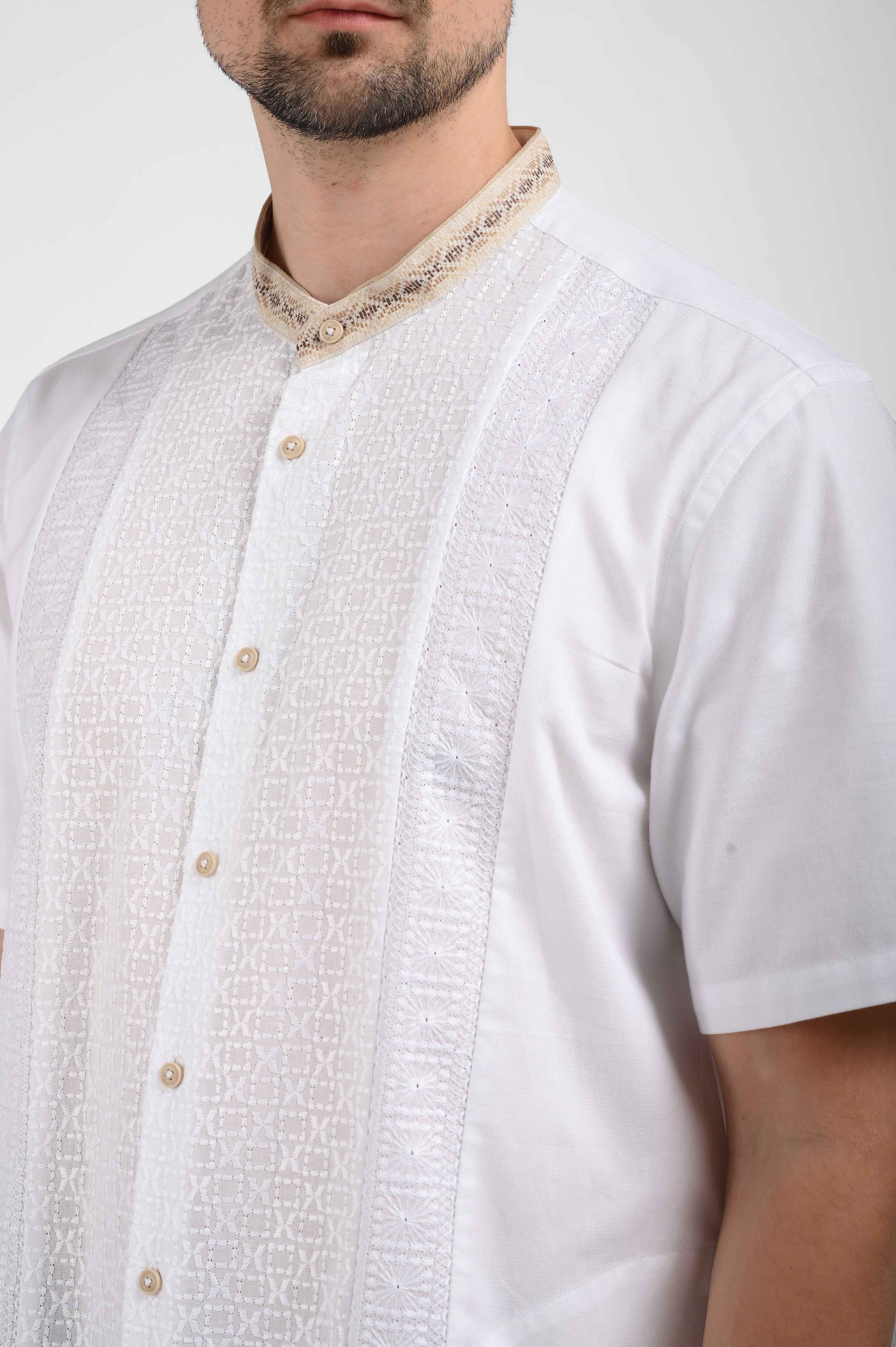 MOC Kemeja Koko Lengan Pendek Pria PRABAL-WHITE