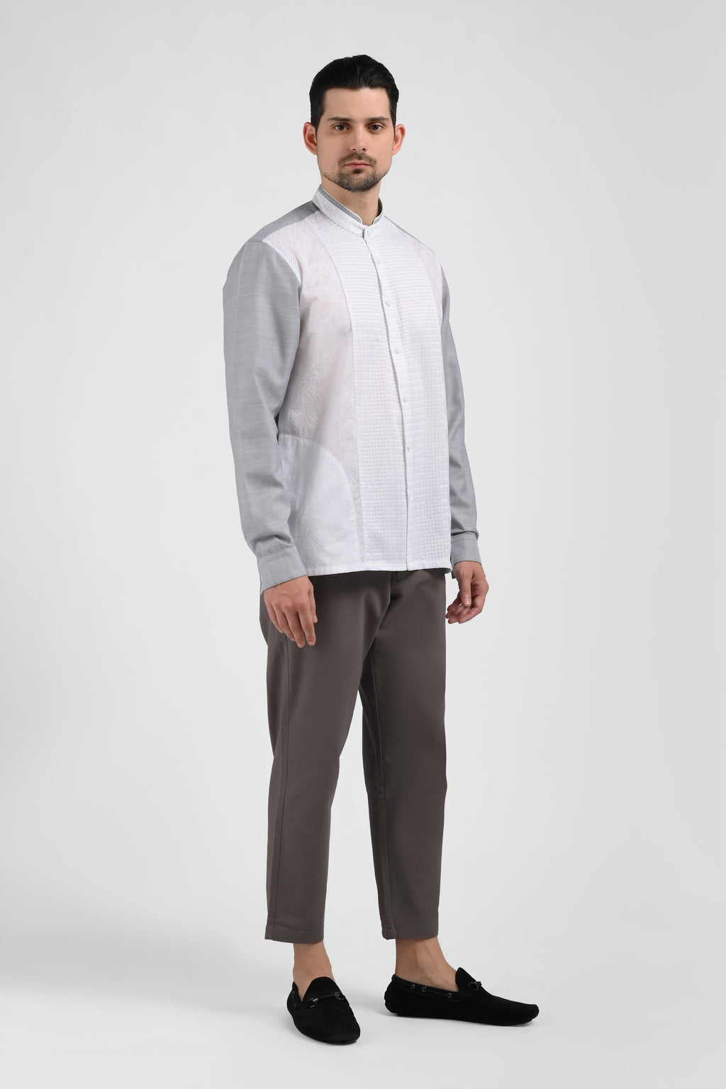 MOC Kemeja Koko Lengan Panjang Pria PEPITO-GREY
