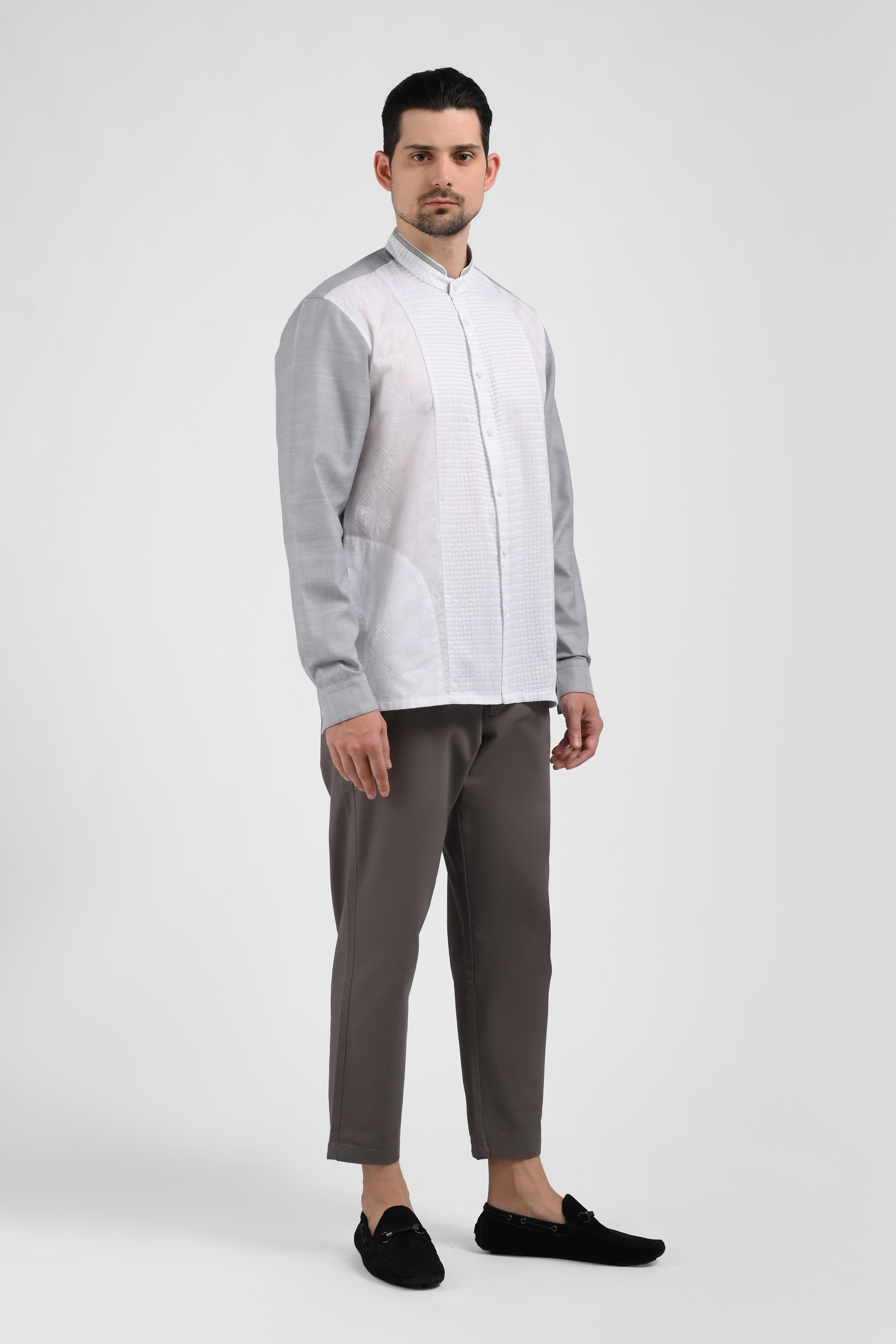 MOC Kemeja Koko Lengan Panjang Pria PEPITO-GREY