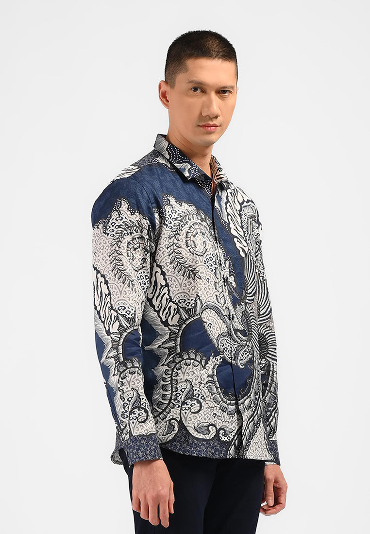 MOC Kemeja Batik Lengan Panjang Pria SYENA-NAVY