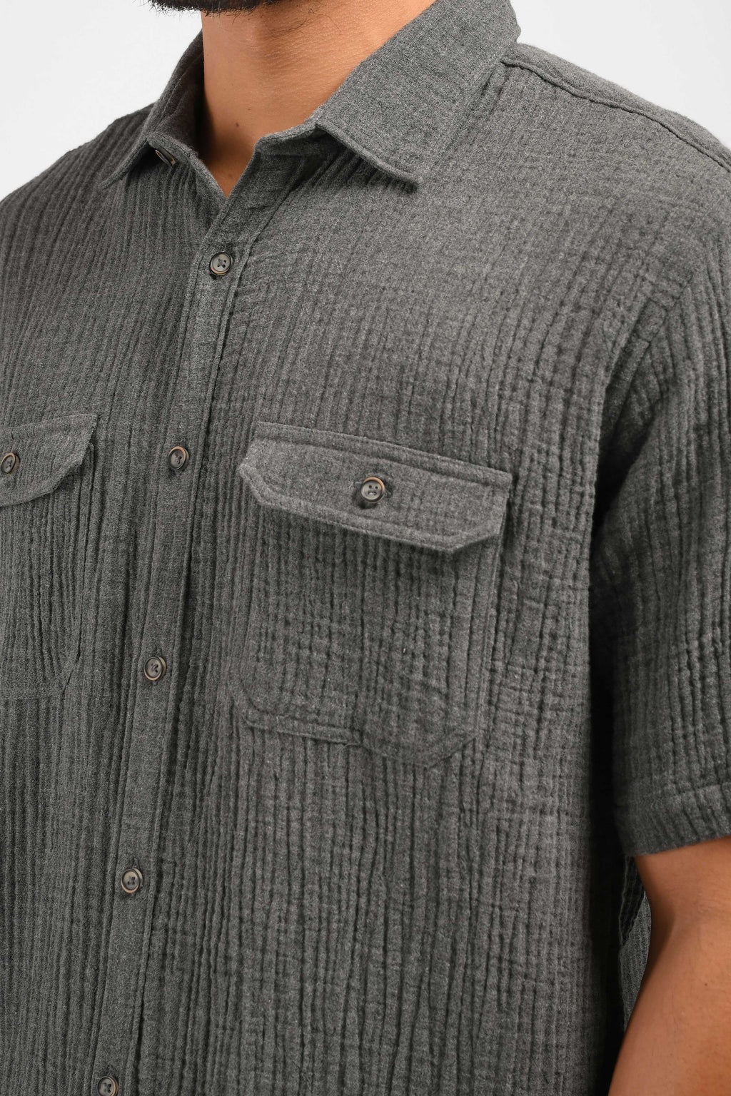 MOC Kemeja Lengan Pendek Pria NEGEV-DARK GREY