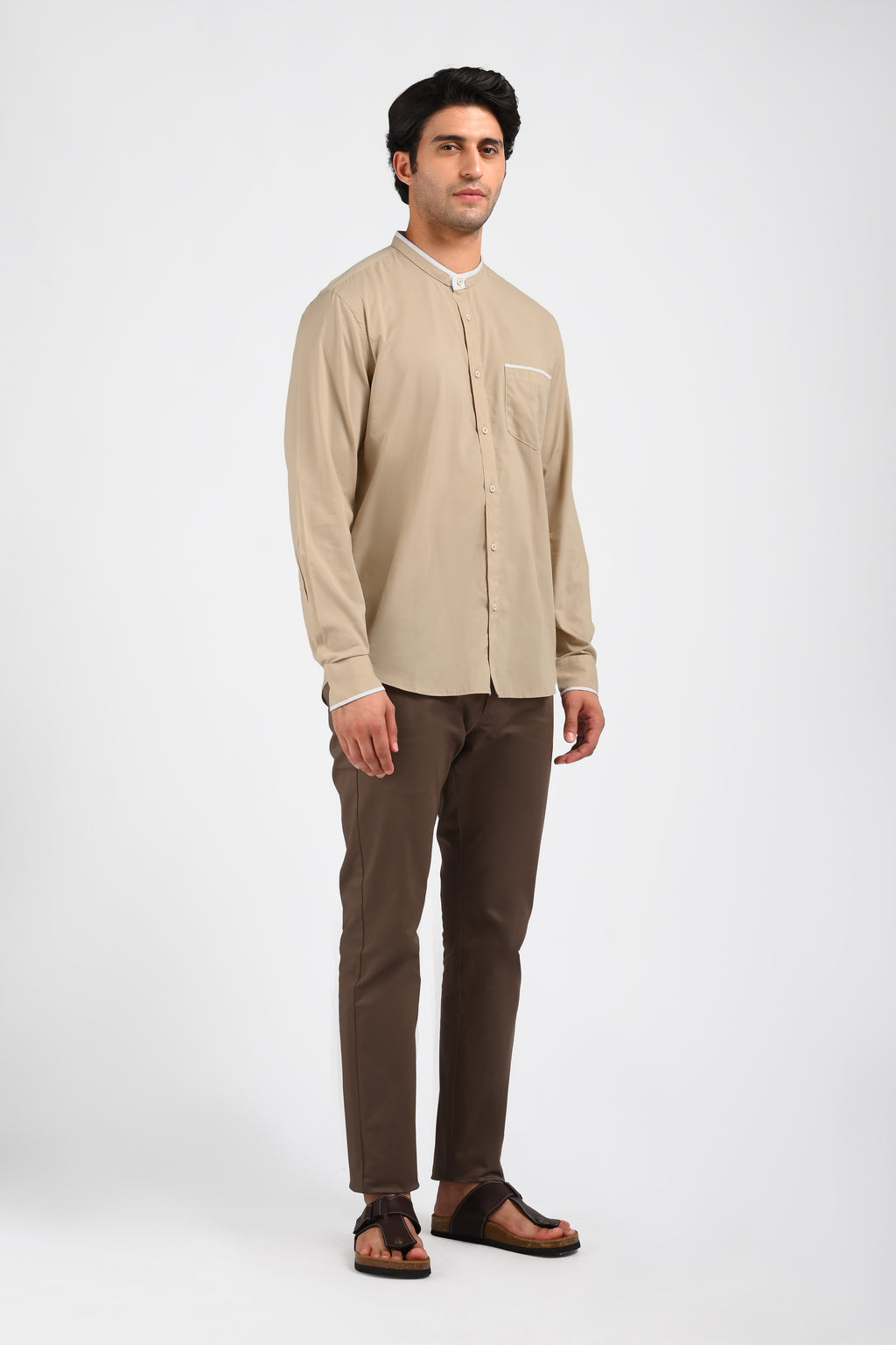 MOC Kemeja Koko Lengan Panjang Pria ALDINO-KHAKI