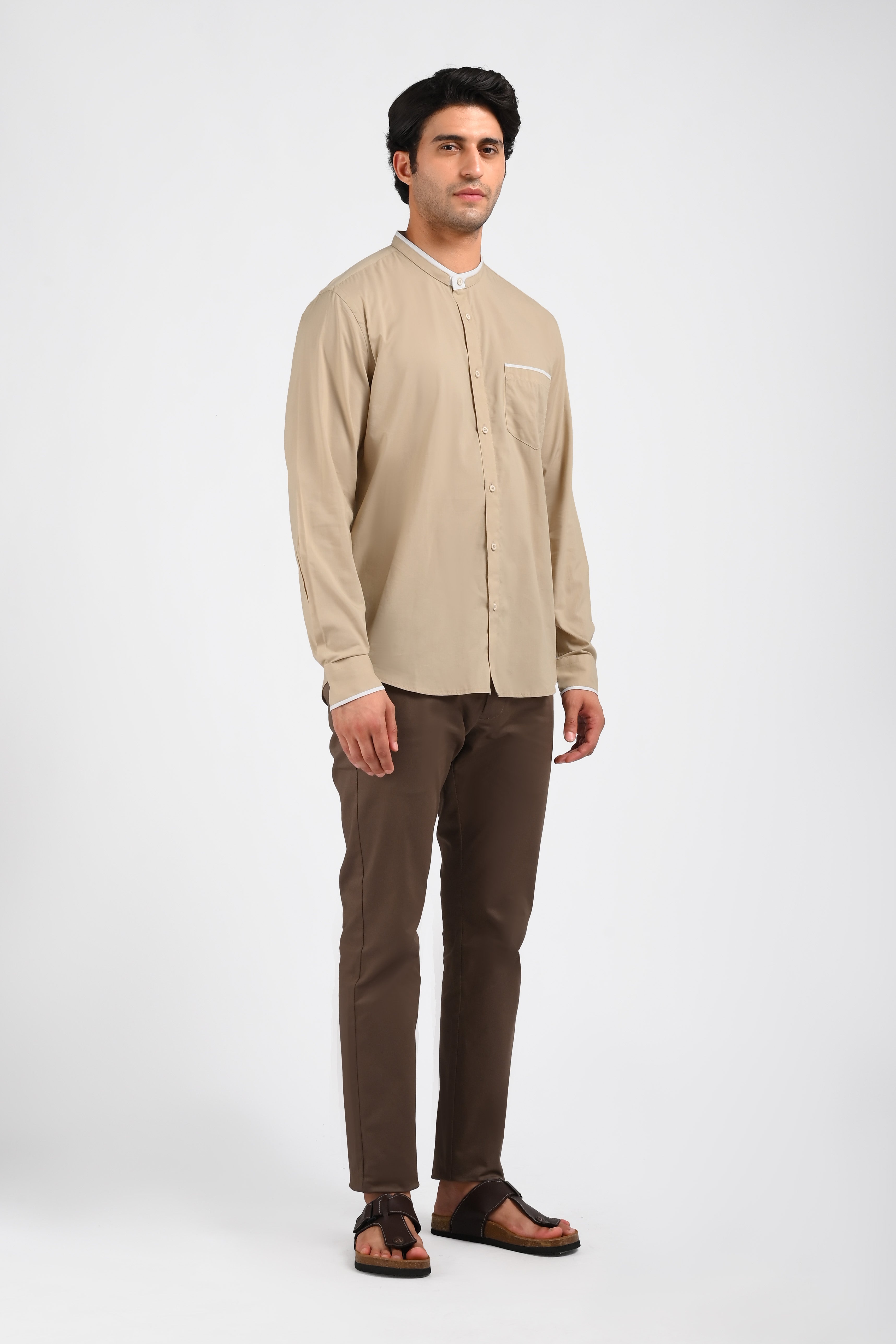 MOC Kemeja Koko Lengan Panjang Pria ALDINO-KHAKI