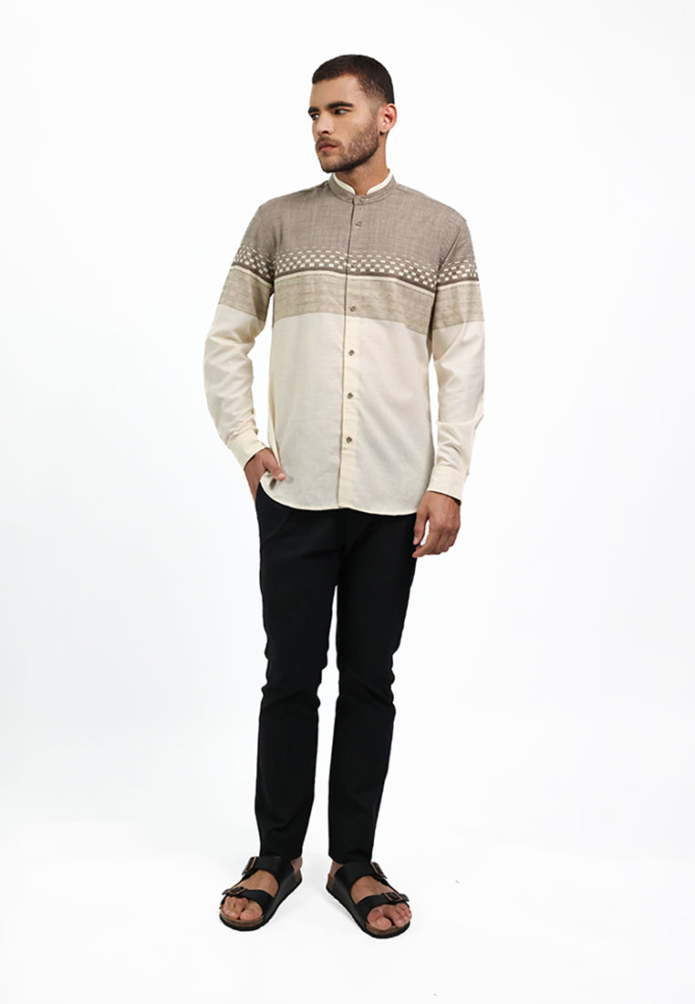 MOC Kemeja Koko Lengan Panjang Pria OSKAR - KHAKI