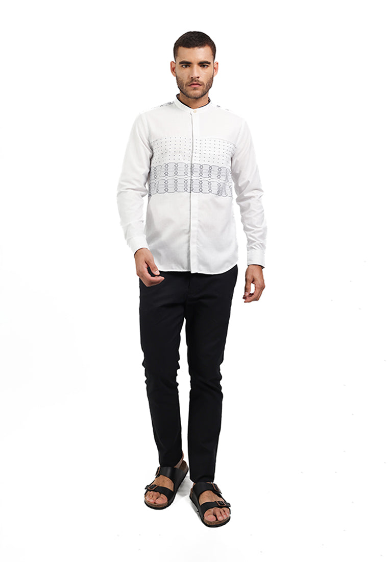 MOC Kemeja Koko Lengan Panjang Pria RAMMY - WHITE