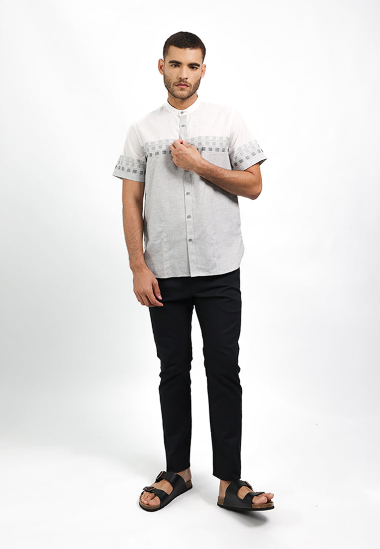 MOC Kemeja Koko Lengan Pendek Pria HISHAAM - GREY