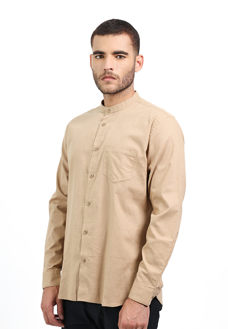 MOC Kemeja Koko Lengan Panjang Pria OSMAN-DARK KHAKI