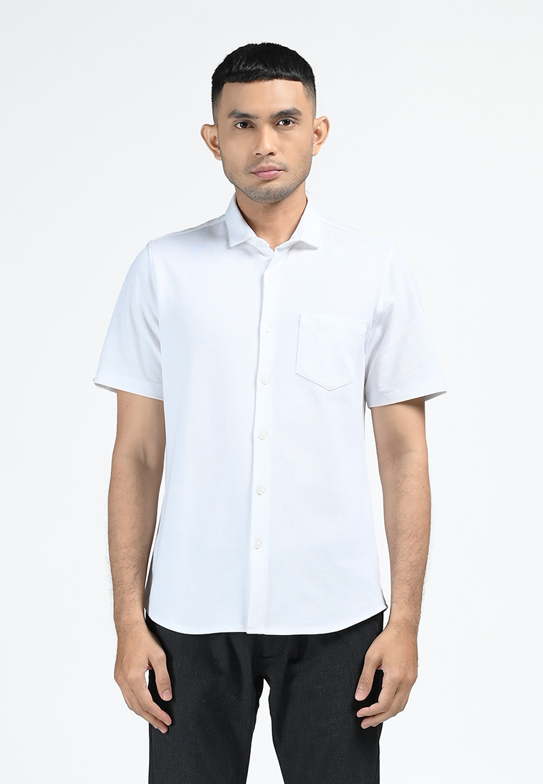 MOC Kemeja Lengan Pendek Pria BASLOW-WHITE