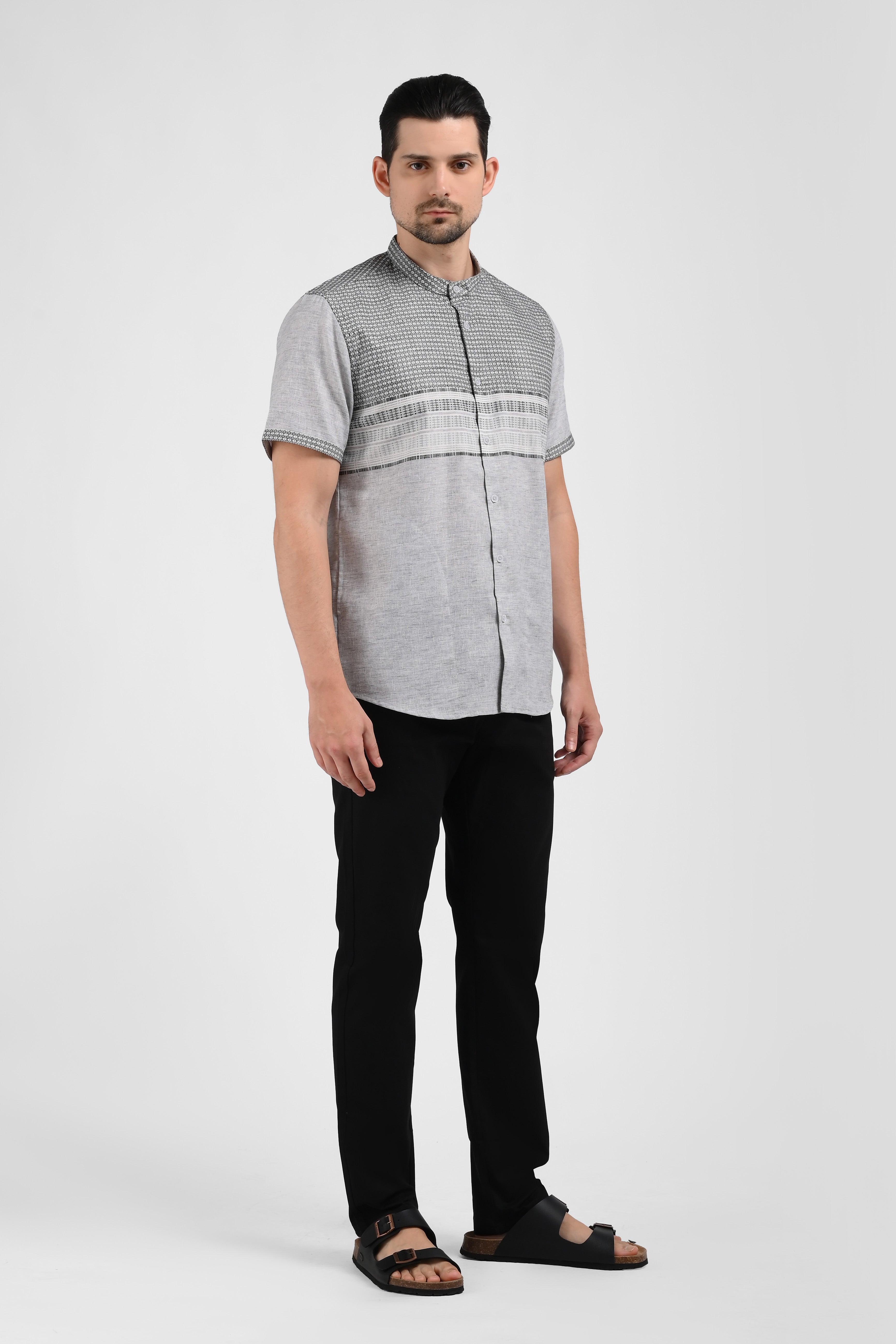 MOC Kemeja Koko Lengan Panjang Pria LUTHO-GREY