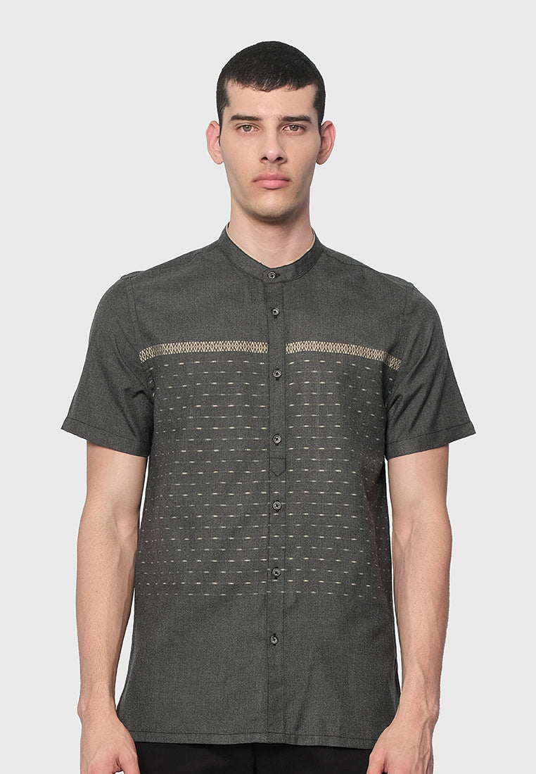 MOC Kemeja Koko Lengan Pendek Pria DHANU-BLACK