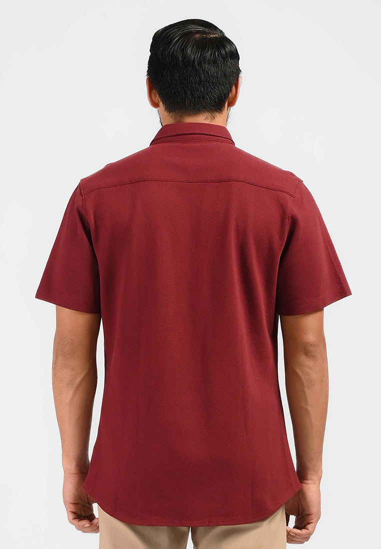MOC Kemeja Lengan Pendek Pria BASLOW-MAROON