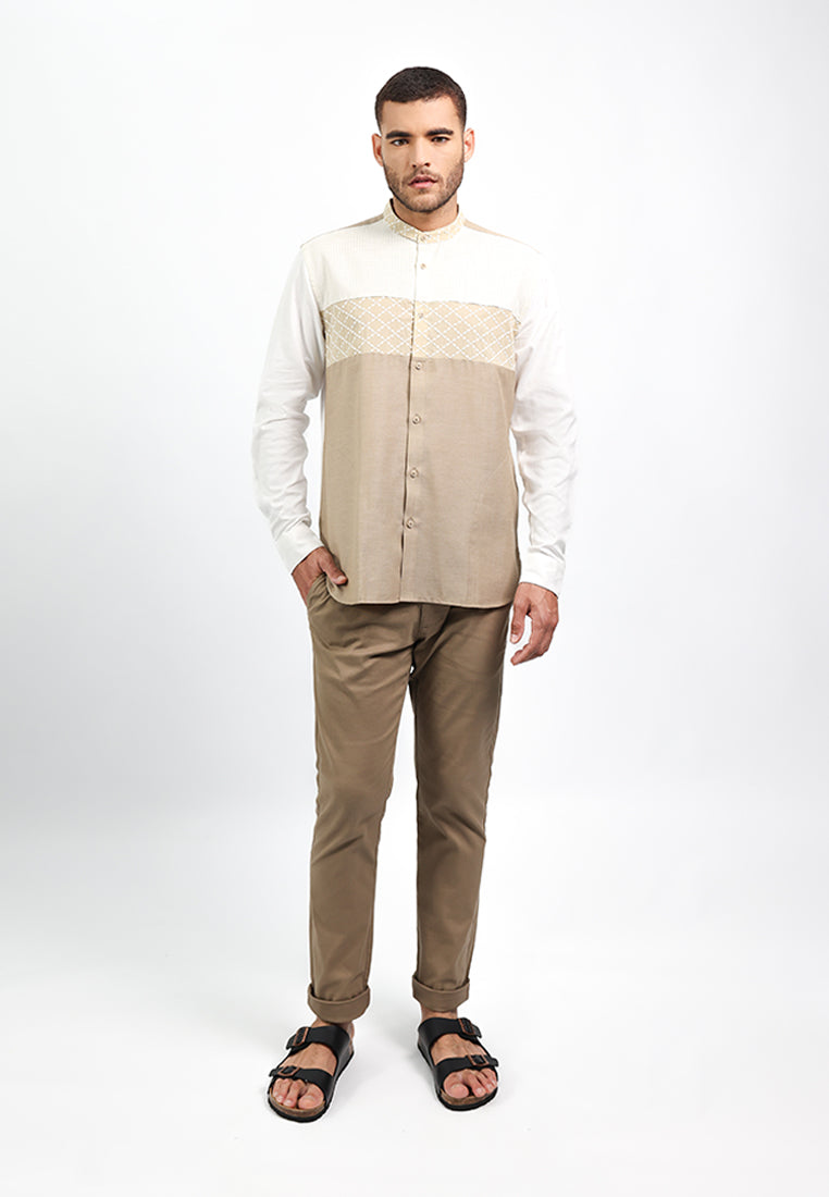 MOC Kemeja Koko Lengan Panjang Pria AMORY-KHAKI