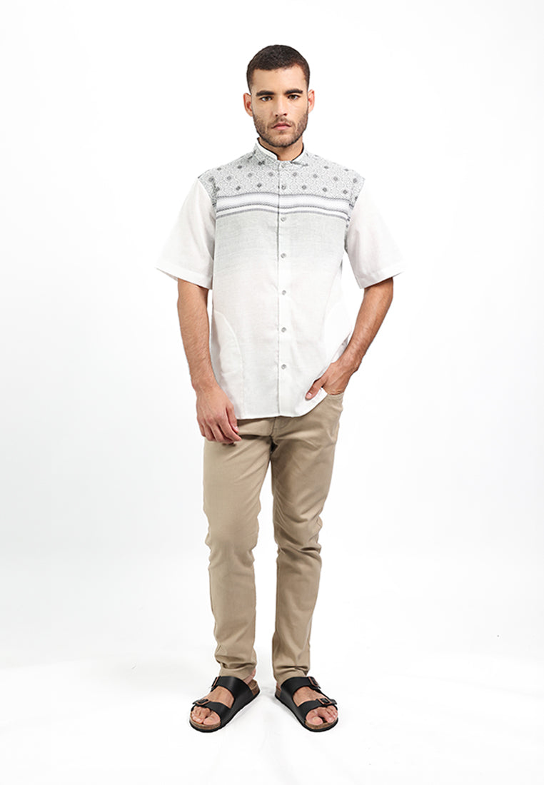 MOC Kemeja Koko Lengan Pendek Pria ABRAM - WHITE