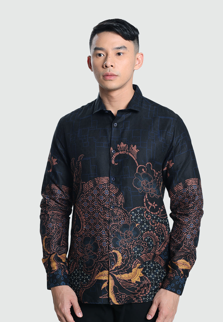MOC Kemeja Batik Lengan Panjang Pria ATREYA-NAVY