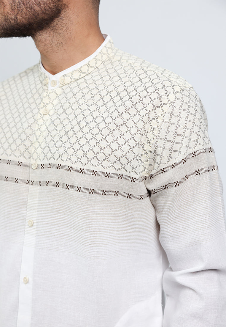 MOC Kemeja Koko Lengan Panjang Pria NEDRA - WHITE