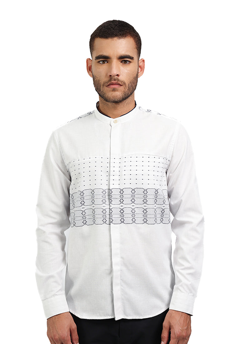 MOC Kemeja Koko Lengan Panjang Pria RAMMY - WHITE