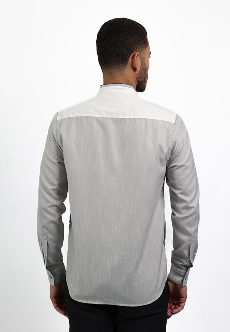MOC Kemeja Koko Lengan Panjang Pria QUENTINO - GREY