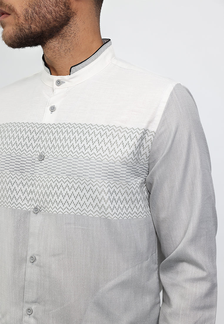 MOC Kemeja Koko Lengan Panjang Pria QUENTINO - GREY
