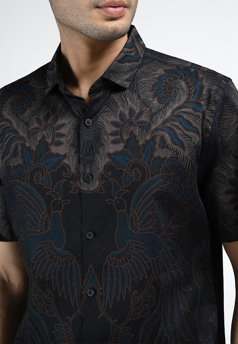 MOC Kemeja Batik Lengan Pendek Pria JAALI-BLACK
