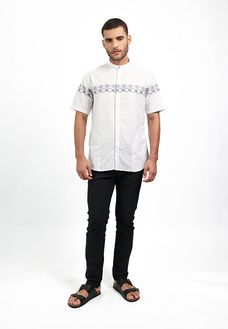 MOC Kemeja Koko Lengan Pendek Pria HOUDY - WHITE