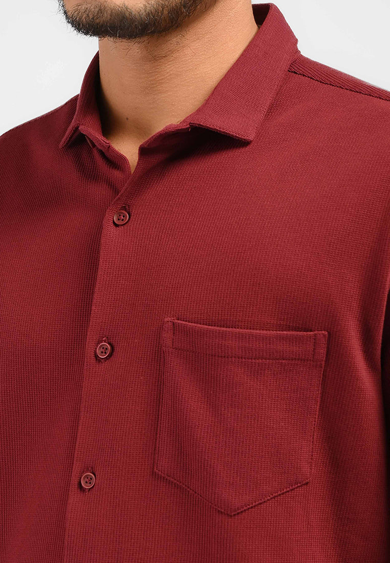 MOC Kemeja Lengan Pendek Pria BASLOW-MAROON