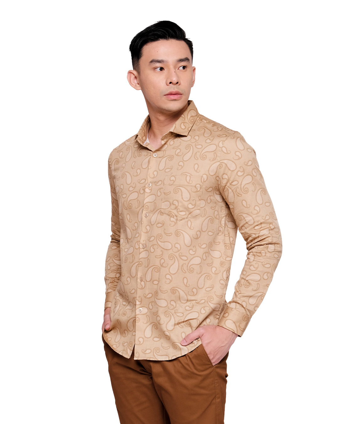 MOC Kemeja Lengan Panjang Pria THECOOL-BEIGE
