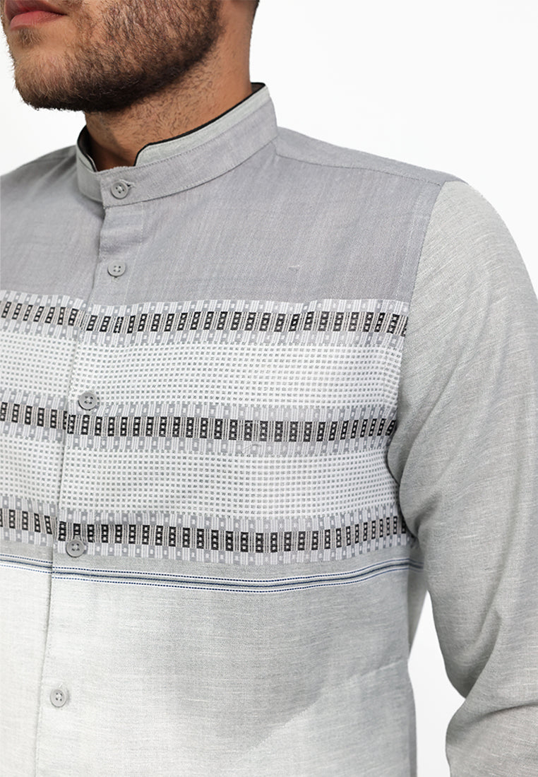 MOC Kemeja Koko Lengan Panjang Pria KALAIN - GREY