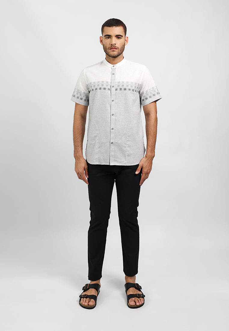 MOC Kemeja Koko Lengan Pendek Pria HISHAAM - GREY