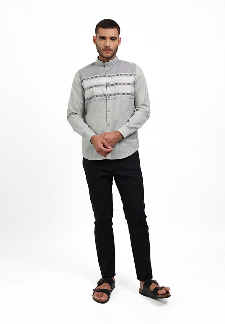 MOC Kemeja Koko Lengan Panjang Pria KALAIN - GREY
