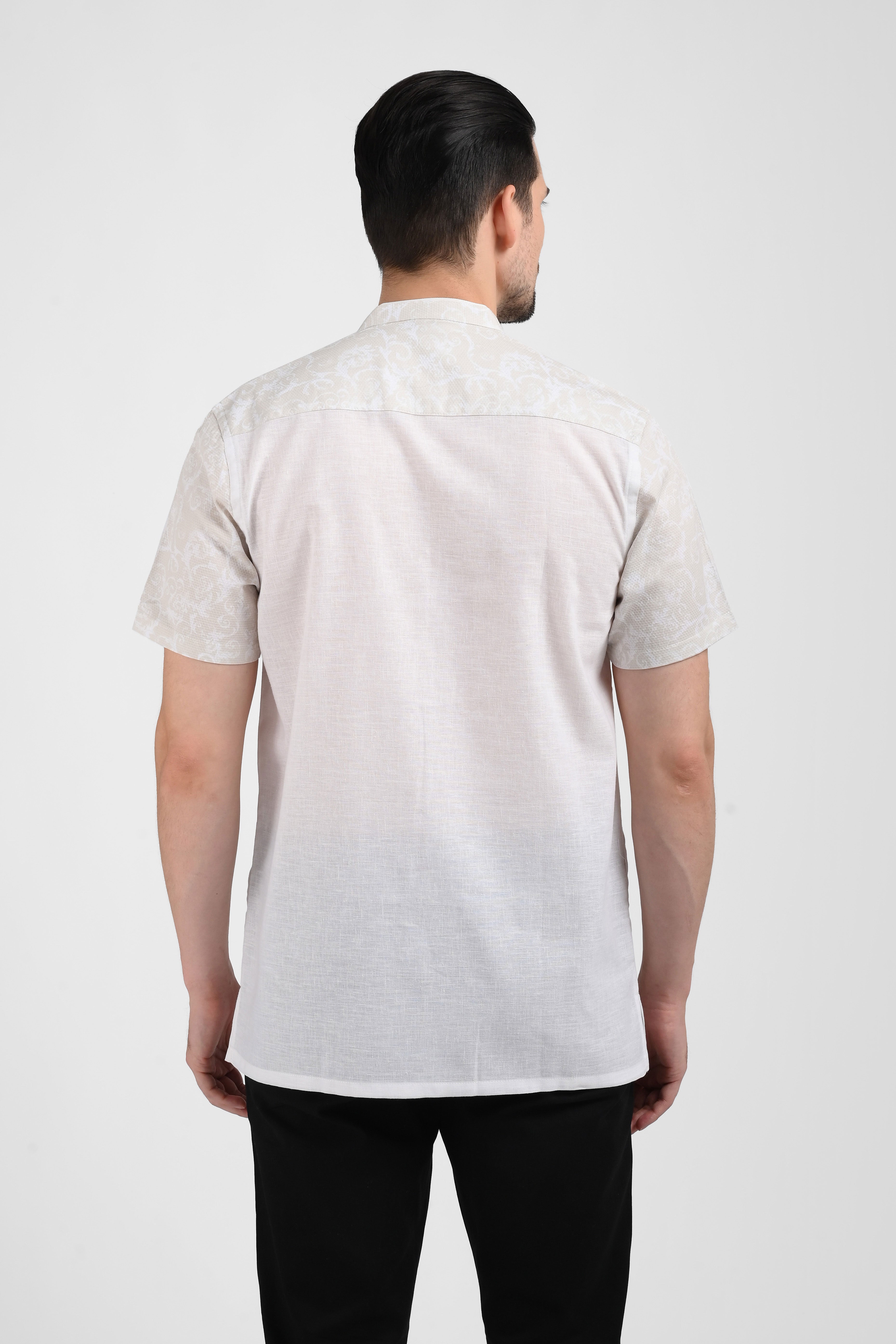 MOC Kemeja Koko Lengan Pendek Pria FOLHA-WHITE