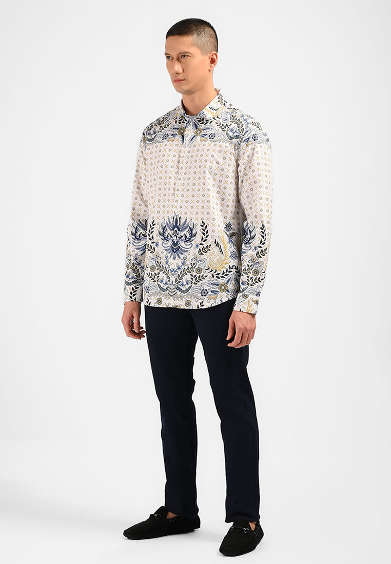 MOC Kemeja Batik Lengan Panjang Pria SHATKAM-WHITE