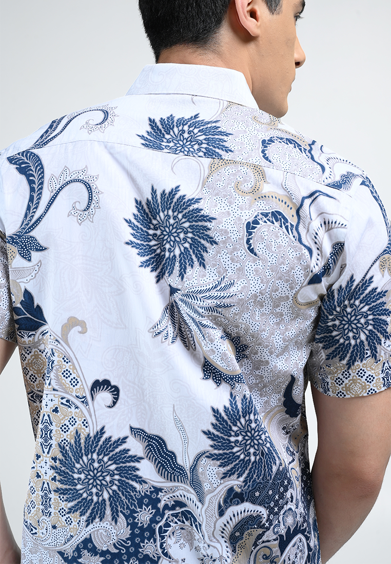 MOC Kemeja Batik Lengan Pendek Pria SURENDRA-WHITE
