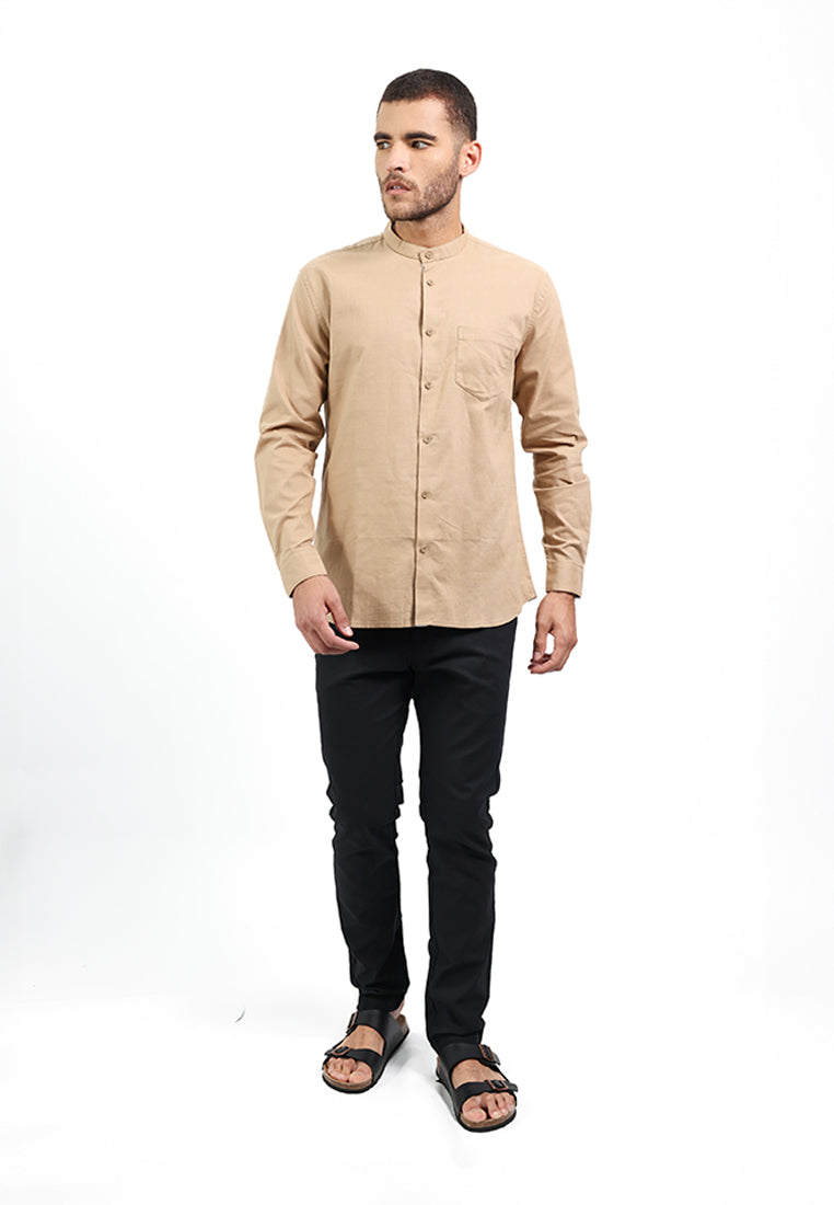 MOC Kemeja Koko Lengan Panjang Pria OSMAN-DARK KHAKI