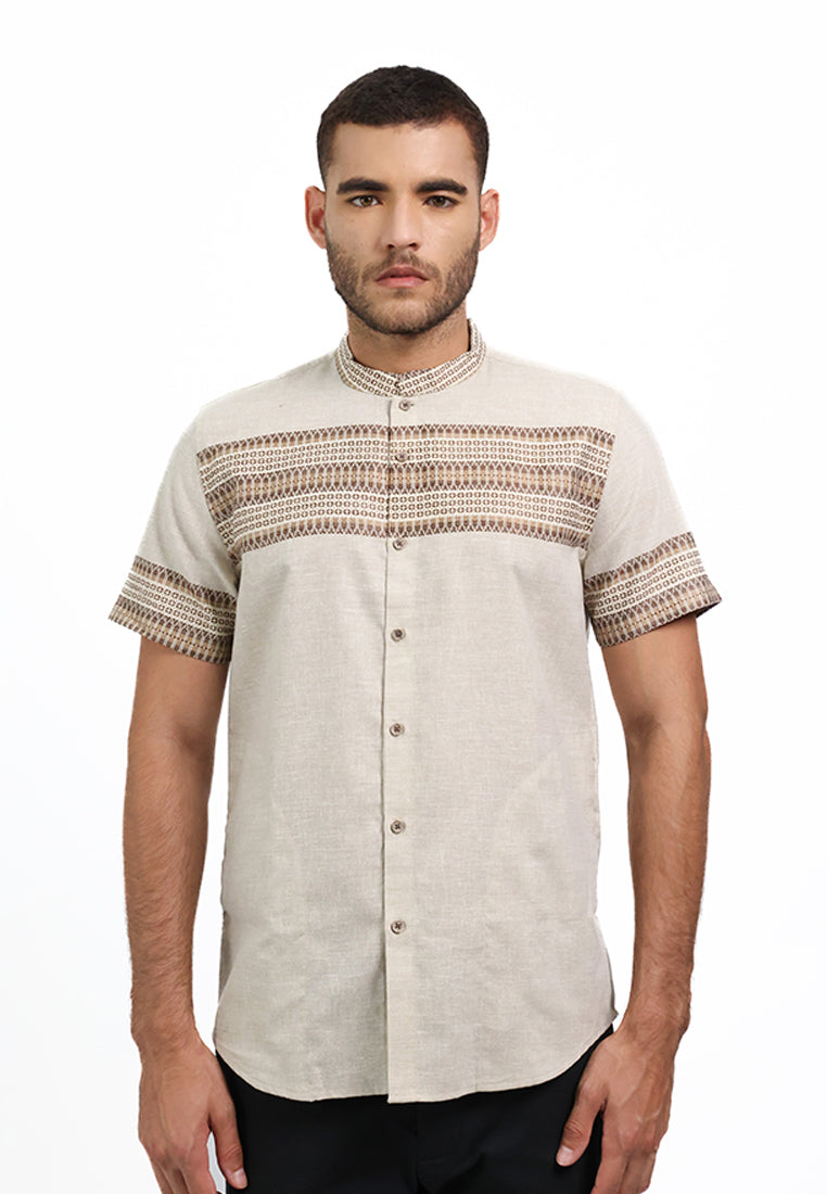 MOC Kemeja Koko Lengan Pendek Pria HORIF - KHAKI