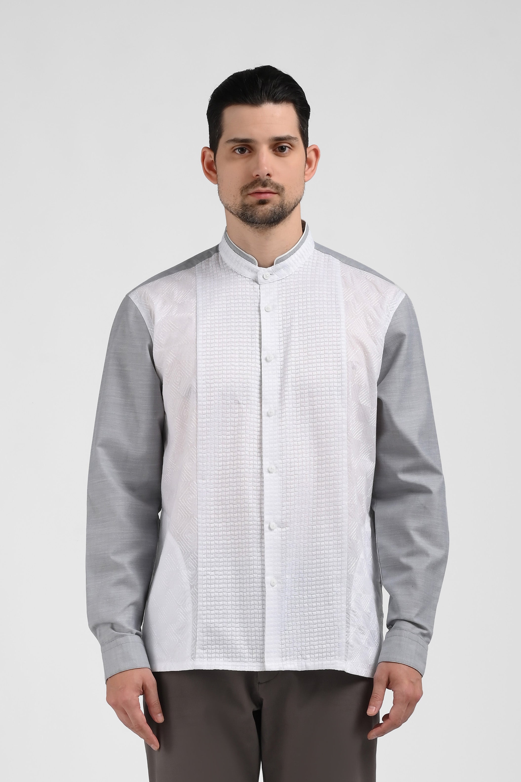 MOC Kemeja Koko Lengan Panjang Pria PEPITO-GREY