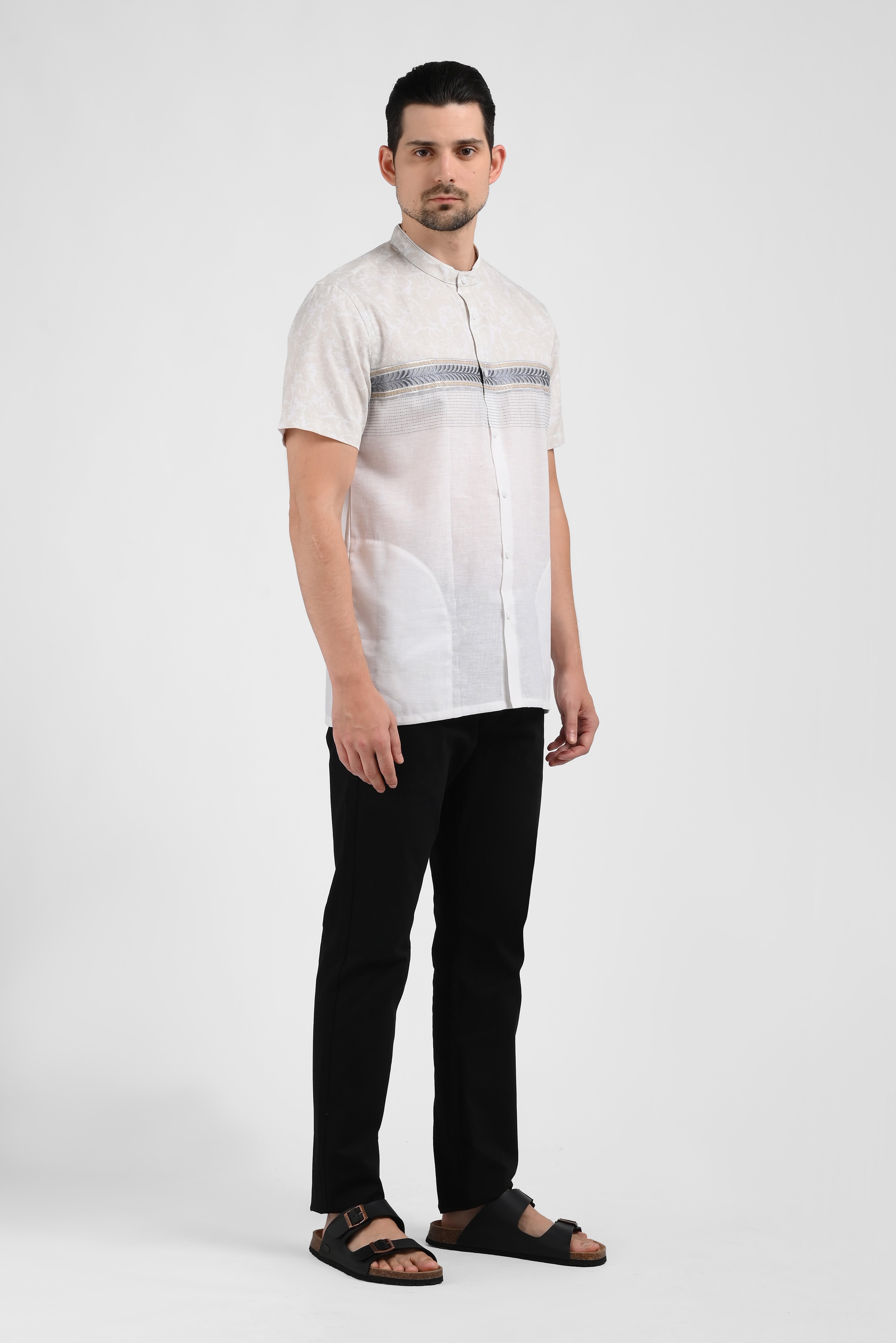 MOC Kemeja Koko Lengan Pendek Pria FOLHA-WHITE