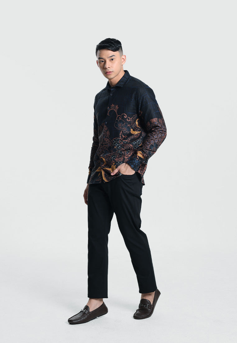 MOC Kemeja Batik Lengan Panjang Pria ATREYA-NAVY