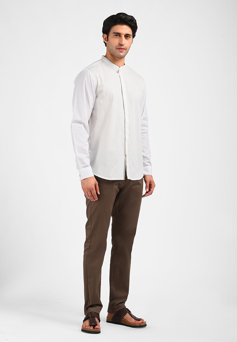 MOC Kemeja Lengan Panjang Pria HERIZO-WHITE