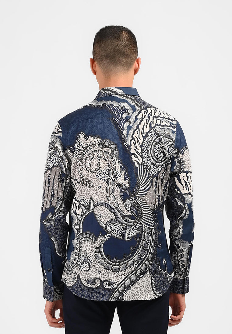 MOC Kemeja Batik Lengan Panjang Pria SYENA-NAVY