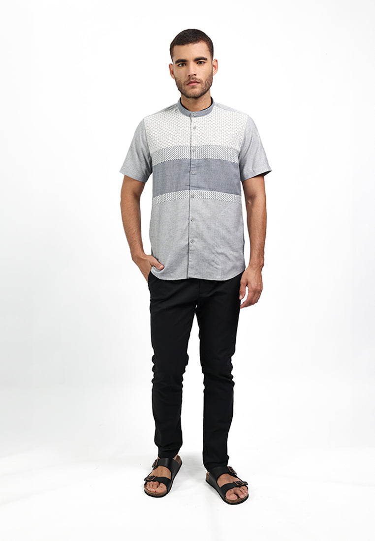 MOC Kemeja Koko Lengan Pendek Pria GIVON - GREY
